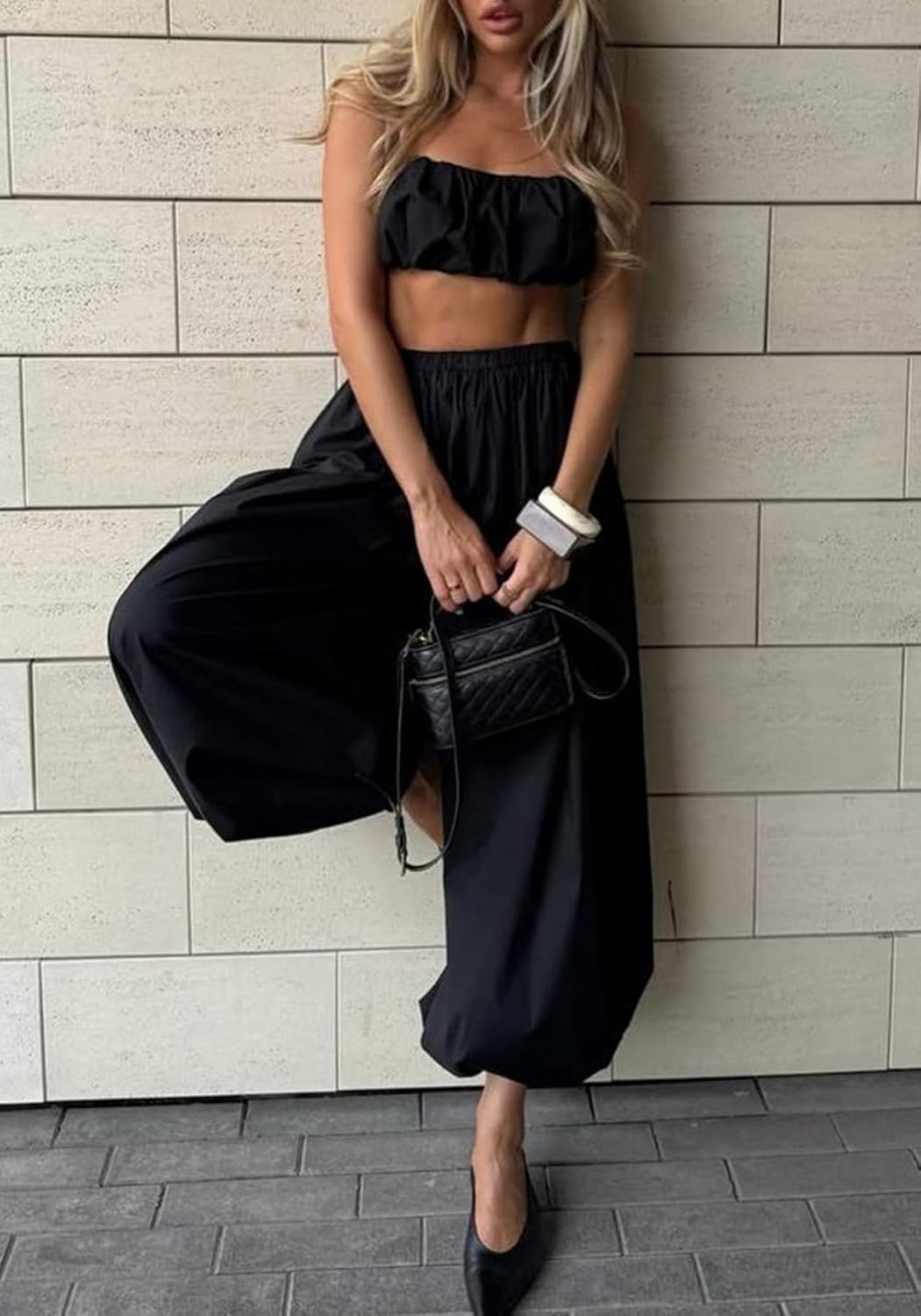 NRTHYE Womens Summer Baggy Casual Pleated Harem Pants Loose Elastic Waist Wide Leg Hippie Long Balloon Pants Trousers - Image 5