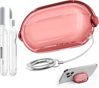 Wowway for Beats Solo Buds Case Cover with Anti-Drop Lock Protection,Anti-Yellowing TPU Clear Cover with Cleaner Kit,Compatibility with Beats Solo Buds Wireless Earbuds - Red