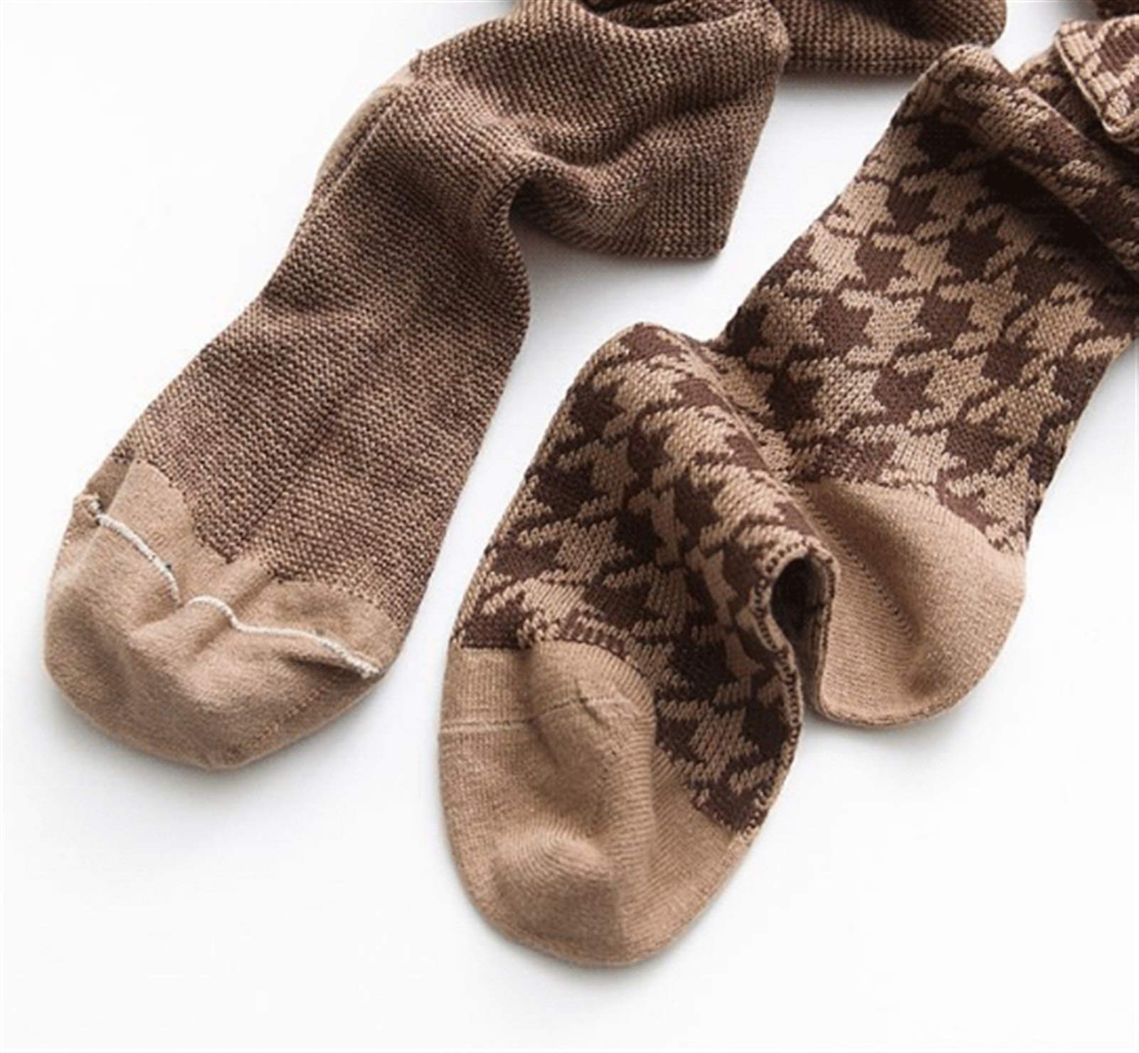 HUOHUO 5 Pares señoras de Circulación Calcetines de compresión niñas de la Tela Escocesa Caliente del Invierno de la Rodilla Calcetines Altos (Color : Red)
