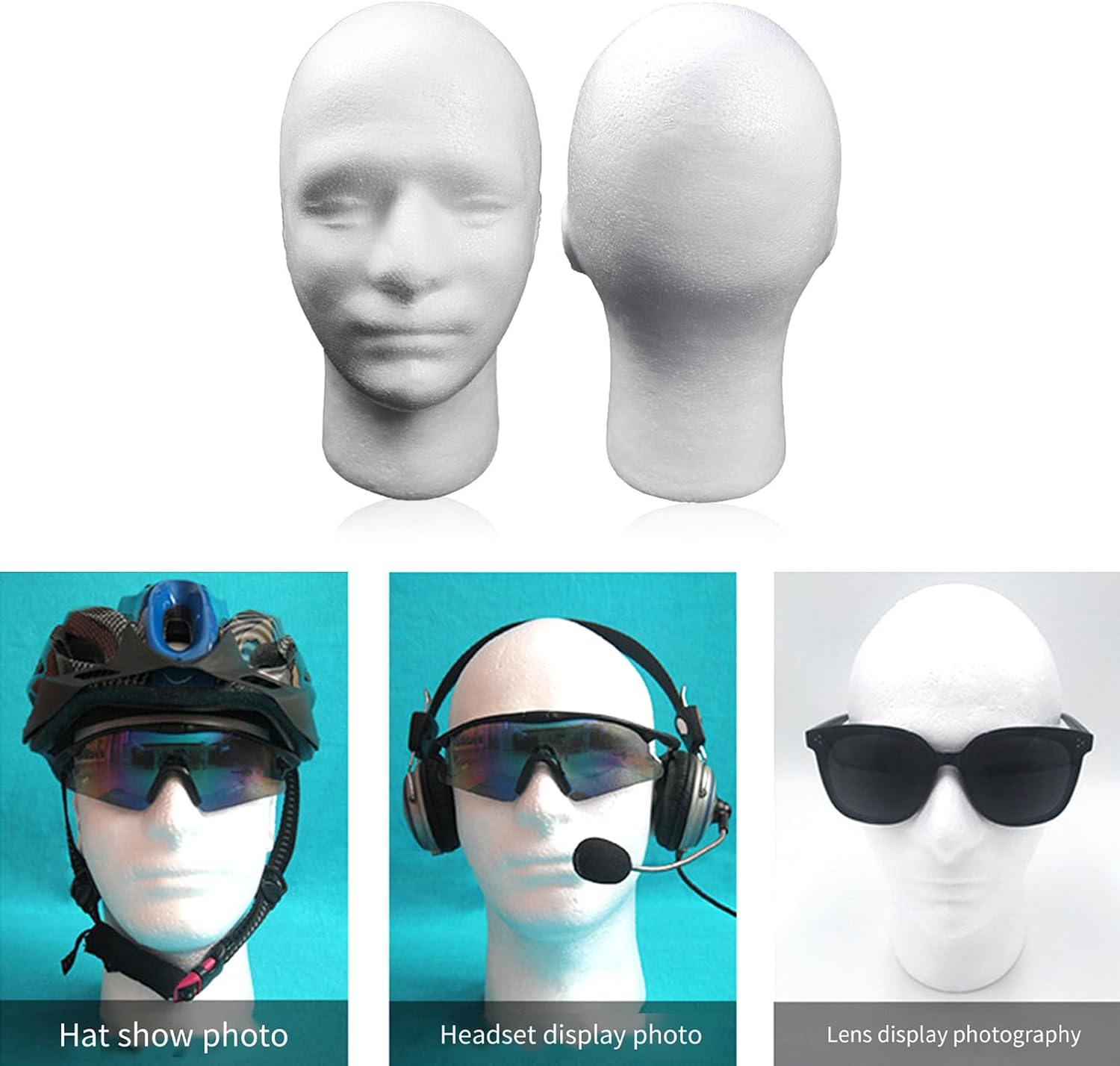 Man Foam Wig Head, Manikin Head Mannequin Wig Display Holder, Hats Hairpieces Mask Stand Rack for Salon, White Male Foam Head Form Mannequin Display for Masks Hats Wigs Halloween Decoration (6pcs)