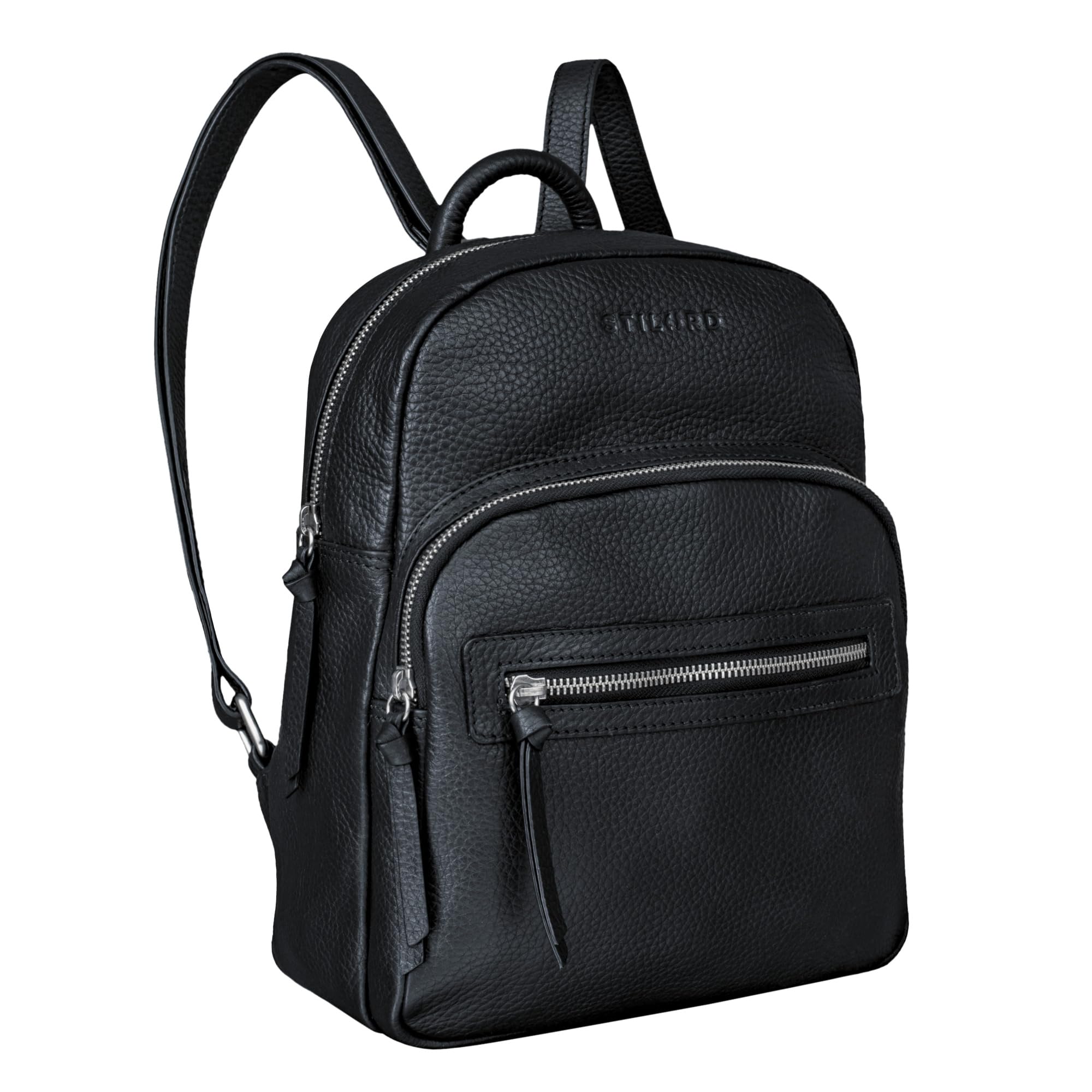 STILORD Damen-Rucksack aus Leder schwarz - Vintage Frauen-Rucksack - Kleine Tasche aus Echtleder - Handtasche Alba