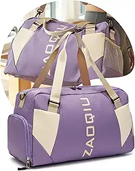 Bolsa de Viagem e Academia Mala de Mão com Área Molhada Compartimento para Tênis Alça Ajustável Ideal para Avião Academia Praia e Fim de Semana (Lilás)