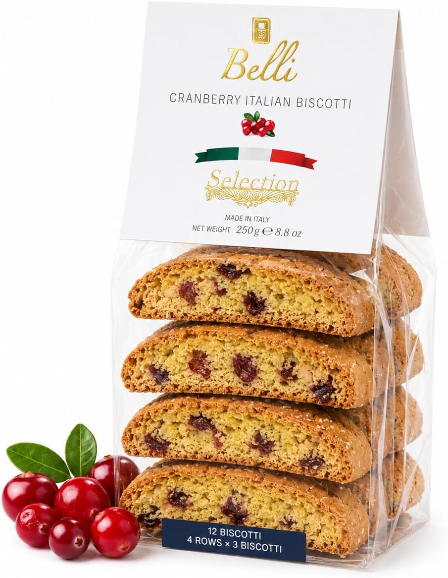 Italian Cranberry Biscotti | Made in Tuscany, Italy | Belli Traditional Semi Soft Biscuits