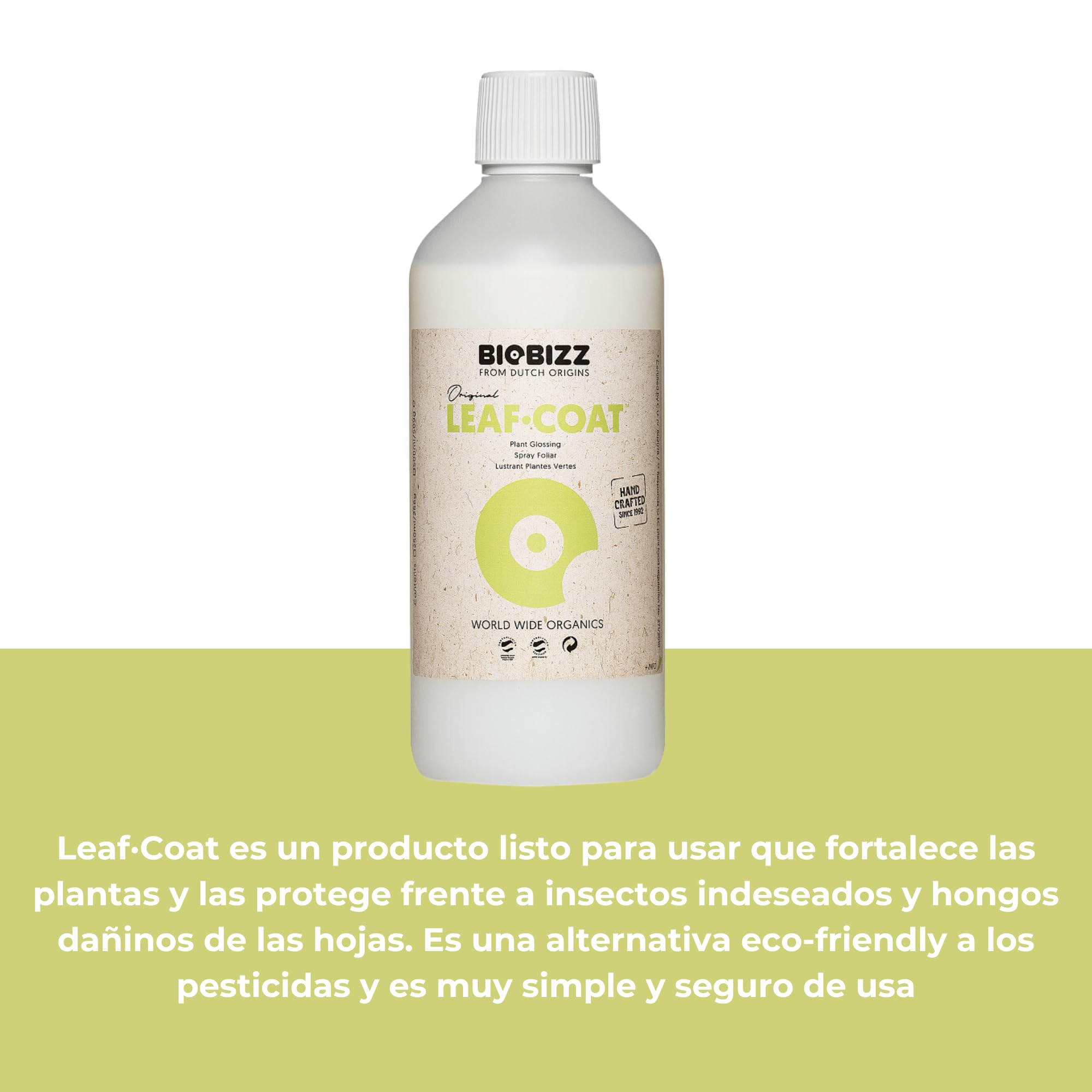 GROWMANIA Leaf Coat de BioBizz 500 ml + échantillon Boost Up Nutrients + Verre doseur | Protection foliaire organique pour jardins urbains | Protection contre les facteurs environnementaux