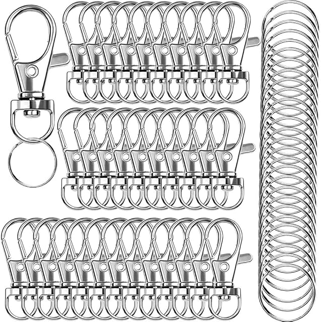 120PCS Premium Swivel Lanyard Snap Hook with Key Rings, Metal Hooks Keychain Hooks for Lanyard Key Rings Crafting