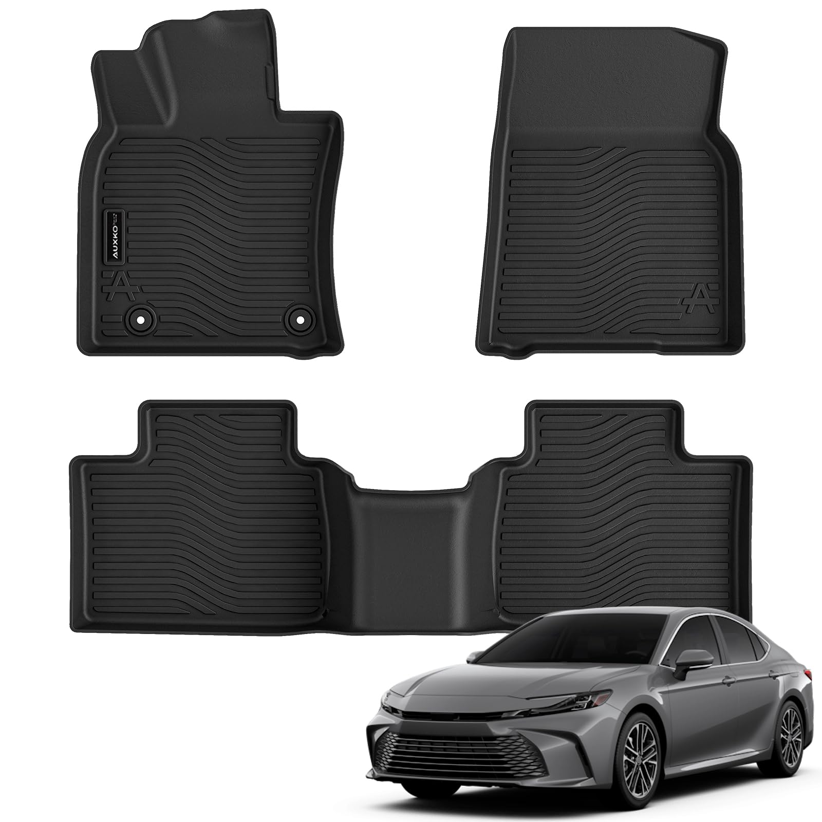 Auxko All Weather Floor Mats Fit for Toyota Camry 2025 2026 Include Hybrid LE/SE/XLE/XSE TPE Liners Camry Accessories All Season Guard Odorless Anti-Slip Floor Mats Black