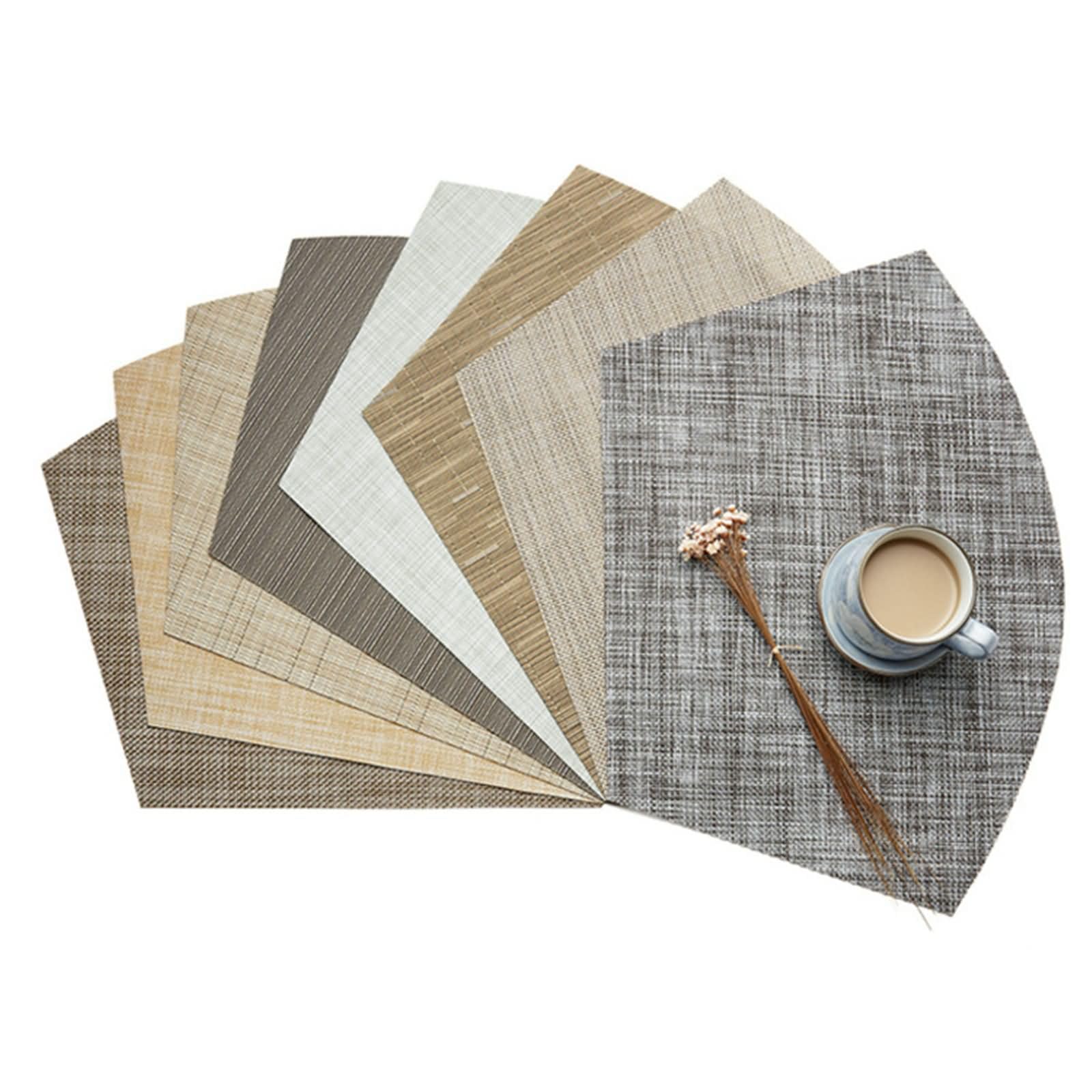 Platzset Abwaschbar 6er Set, 45 x 30 cm Grau Sektorform Platzset Modern 70% Vinyl+30% Polyester, Einfarbig mit Sektor