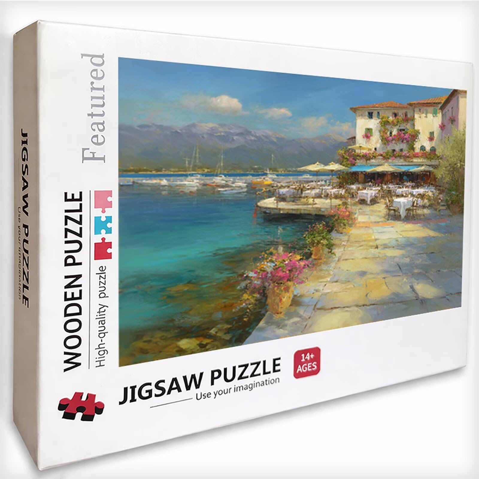 Przybrzeżne Puzzle 3000 sztuk dorosłych, drewniane puzzle z pudełkiem 122 x 81 cm, pomysł na prezent dla mężczyzn i kobiet, zabawa dla dorosłych, do gier rodzinnych, gier wyzwań, trwałe pudełko, 8