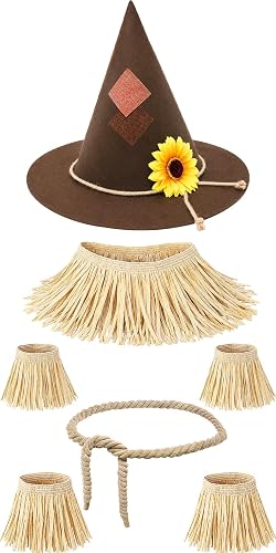 Scarecrow Costume Women,7 PCS Scarecrow Hat Accessories for Adults