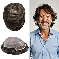 Vista 31 de Toupee - Sistema de cabello humano de repuesto con encaje frontal para hombre, extensiones de pelo tipo tupé mono PU para hombres