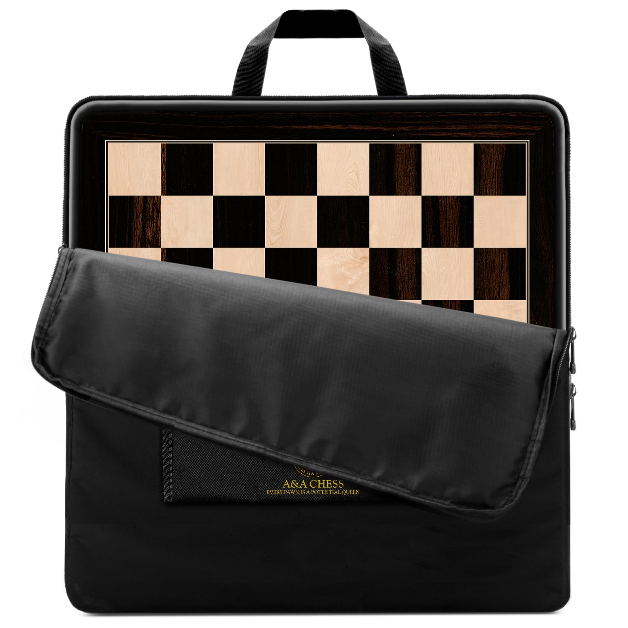 A&A 21.25" Professional Wooden Tournament Chess Board/African Palisander & Maple Inlay / 2.25" Squares w/o Notation