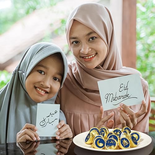 Miniatura 4 de Teling 600 calcomanías de caramelo Eid Mubarak, calcomanías de chocolate de Ramadán, Kareem de 0.75 pulgadas, mini etiquetas redondas para dulces