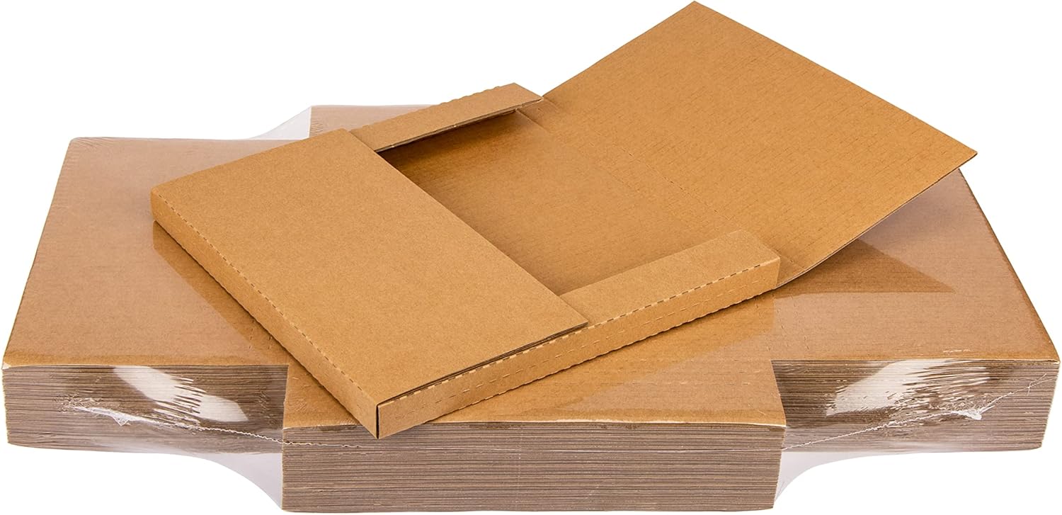 LP Mailers 12.8"L x 12.8"W x 1"H Vinyl Record Shipping Boxes with Fragile Stickers, Kraft Corrugated Album Mailing Box for Packing, Moving, Storage, 15 Pack