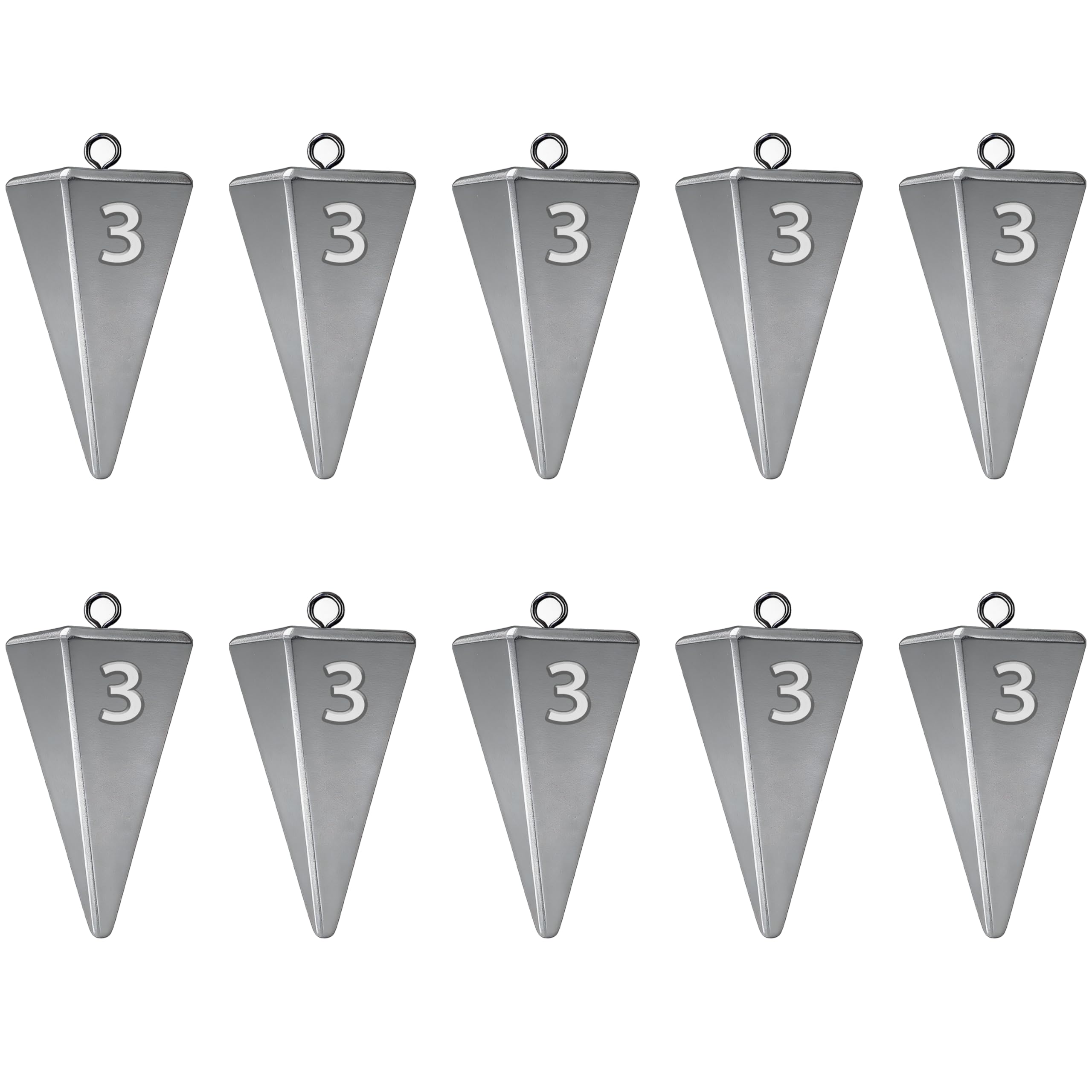 Pyramid Sinkers Fishing Weights, Saltwater Fishing Sinkers for Surf Fishing Gear Tackle - 1oz, 2oz, 3oz