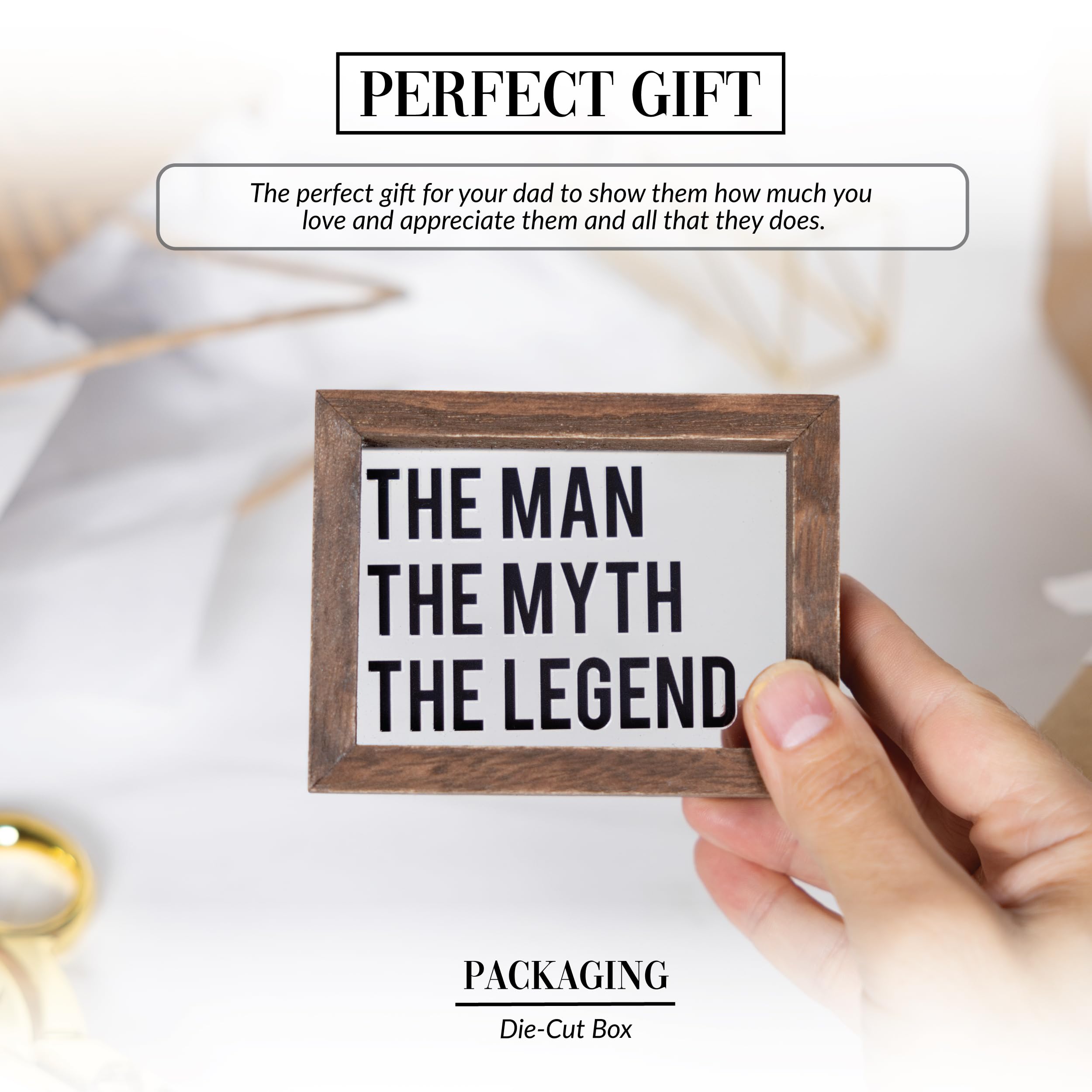 Pavilion Gift Company - Placa decorativa de pared con texto en inglés "The Man The Myth The Legend" (El hombre, el mito, la leyenda) - Placa de 4 x 3 pulgadas para decoración de pared, diseño de cueva