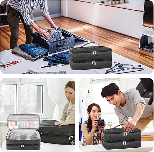 Miniatura 7 de AGX Bravo Estuche de viaje de doble capa, bolsa de almacenamiento compatible con secador de pelo supersónico Dyson, Shark HD430 Flexstyle e