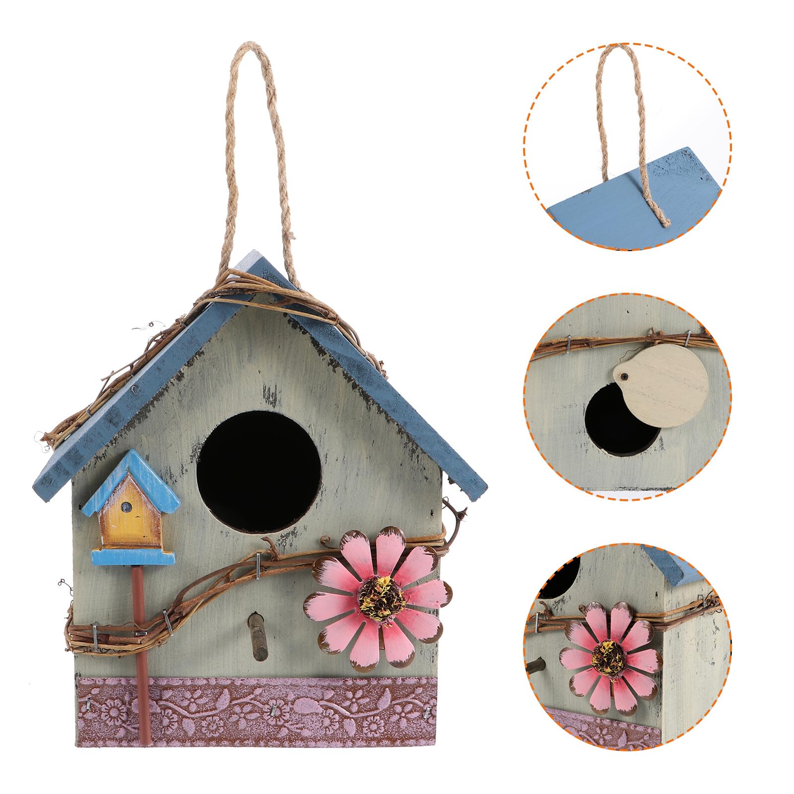 Hängendes Gartenvogelhaus aus Verbundmaterial mit Einzigartigem Design und Grünem Farbakzent für Wildvögel und Papageien im Garten der Terrasse