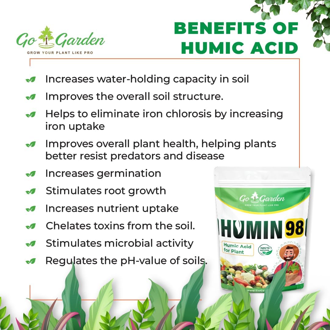 Go Garden Humic Growth: Maximizing Plant Potential Humic Acid 98% | Plant Fertilizer - 900g | Plant Growth Enhancer, Soil Conditioner, Improves Plant Root System