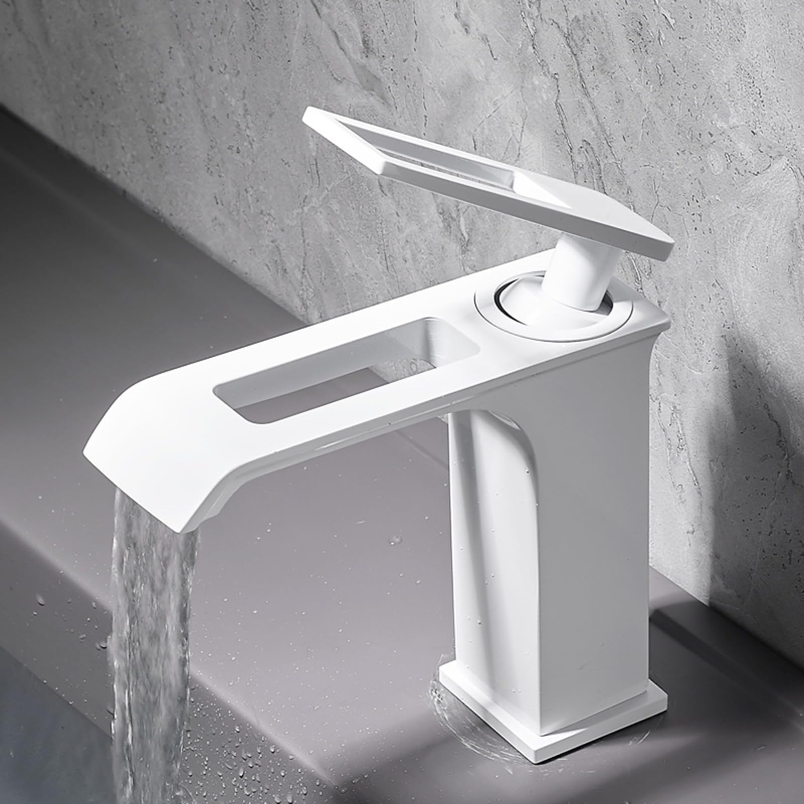 ANVLOJRIH Bathroom Sink Taps Basin Mixer Tap Waterfall Basin Sink Mixer Tap Hot and Cold Mixer Tap Bathroom White