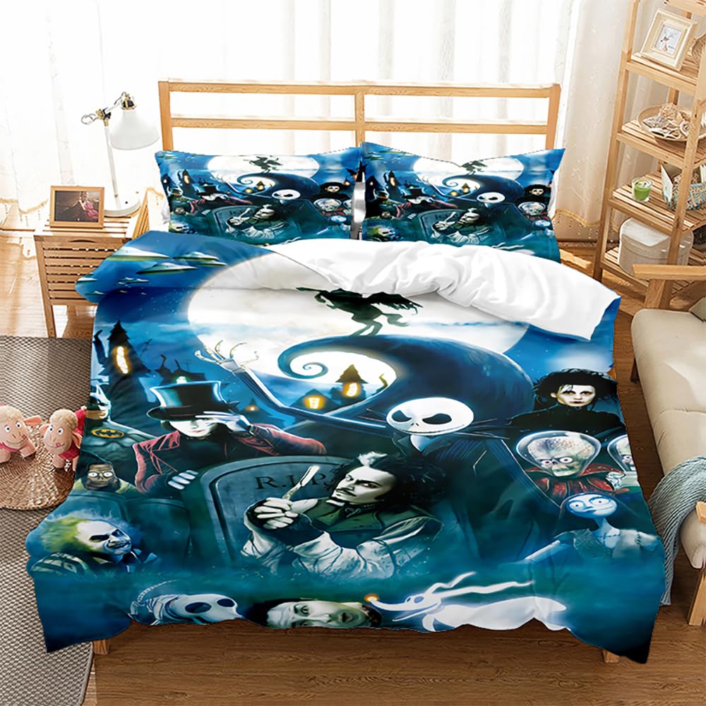 El Juego De Funda Nórdica Pesadilla Antes De Navidad Incluye 2 Fundas De Almohada ((180x220 cm)-Cama de 105/135,Navidad 05)