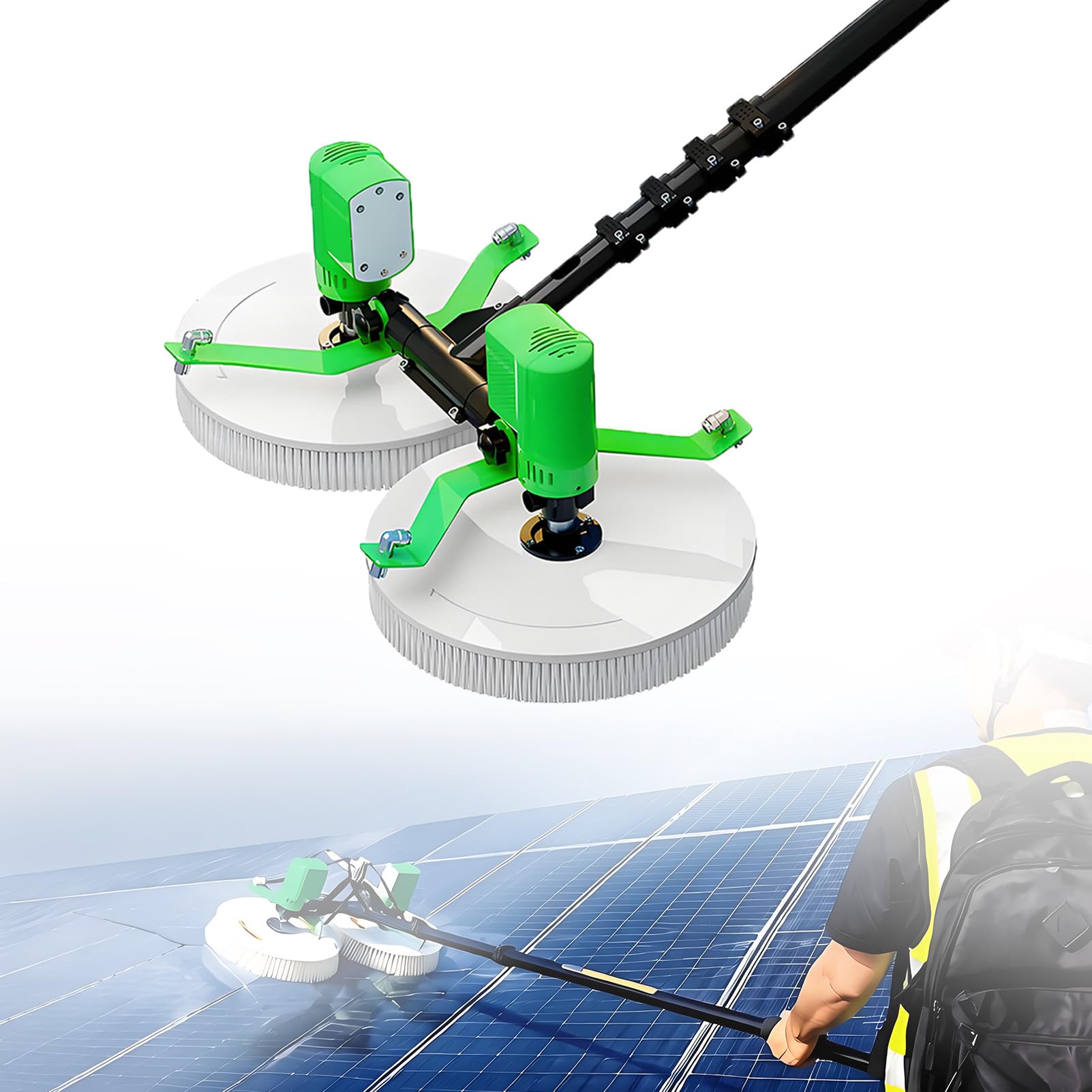 Kit Pulizia Pannelli Fotovoltaici con Spazzola Rotante 3.5m