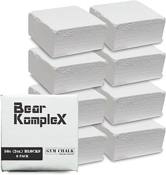 Bear KompleX - Gym Chalk Blocks - Pure Magnesium Carbonate Chalk for Weightlifting, Rock Climbing, Gymnastics, and Workout - Non Slip Grip for Hands, No Blisters and Tears - 8 pcs, 56g