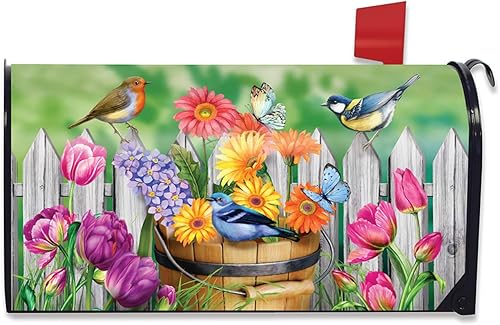 Vista 12 de Briarwood Lane Funda para buzón de primavera de casas de pájaros coloridas, tamaño estándar 13 - Casas para pájaros