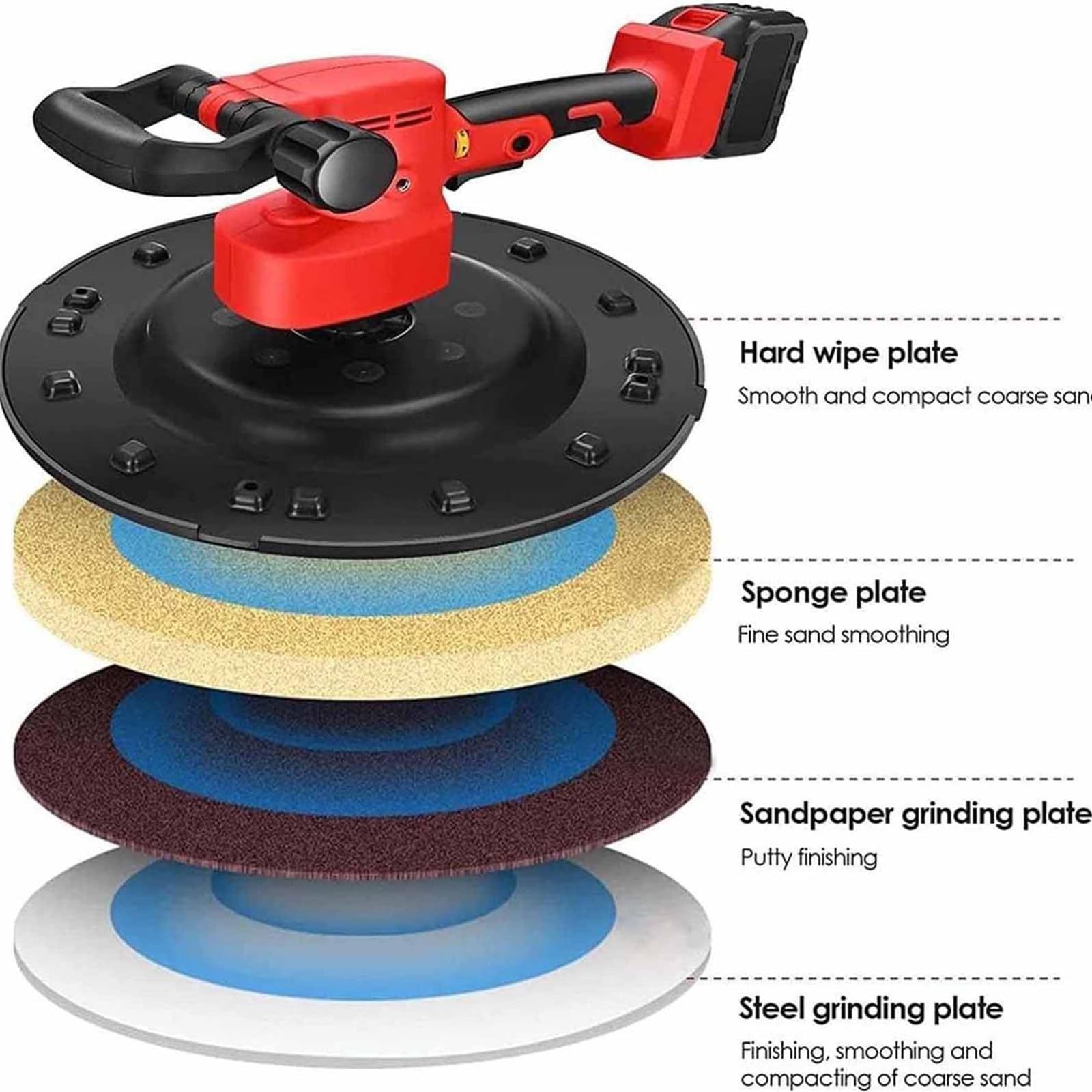 Levigatrice elettrica cartongesso, levigatrice manuale da 80-200 giri/min per cartongesso a velocità variabile per malta cementizia, cazzuola, levigatrice per superfici a parete,1battery