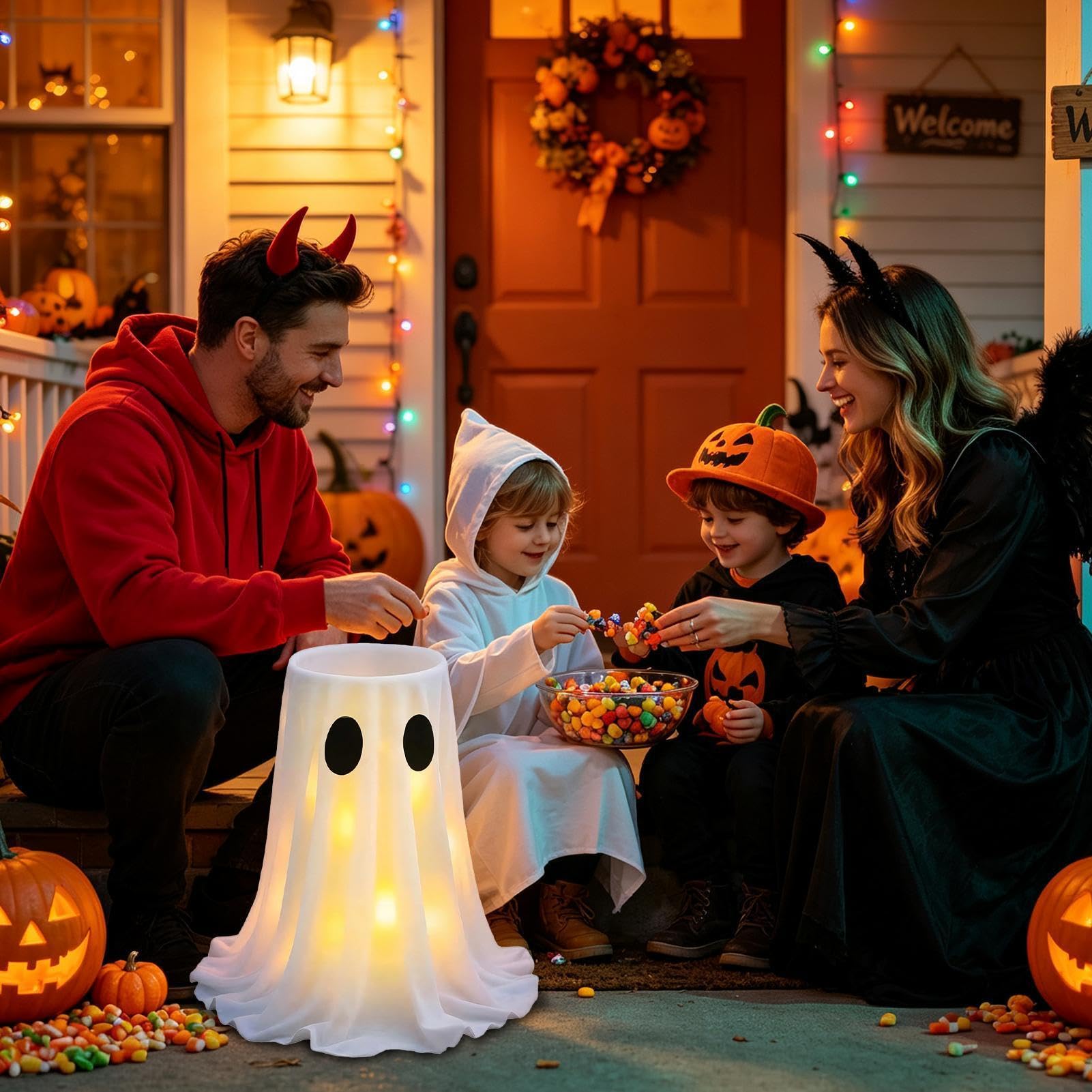 Zewnętrzny Na Cukierki Z Duchem Świecąca Dekoracja Duch Halloween