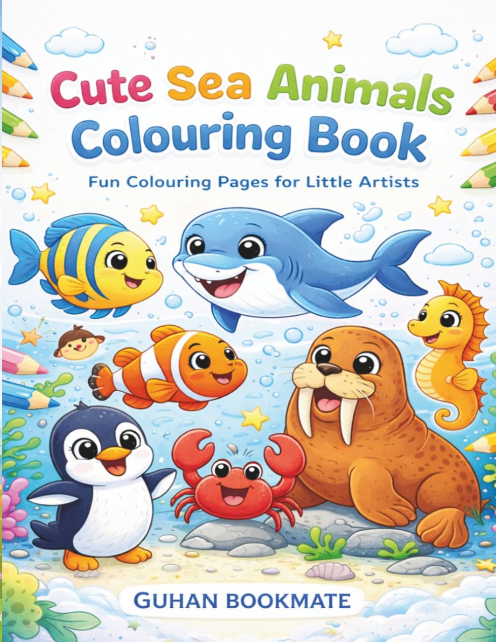 Cute Sea Animals Coloring Book: sea animals coloring book for kids