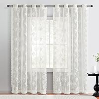 Vista 2 de Kotile - Cortinas con ojales de 95 pulgadas de largo, juego de 2 cortinas de encaje semi-traslúcidas de estilo rústico floral para sala de estar