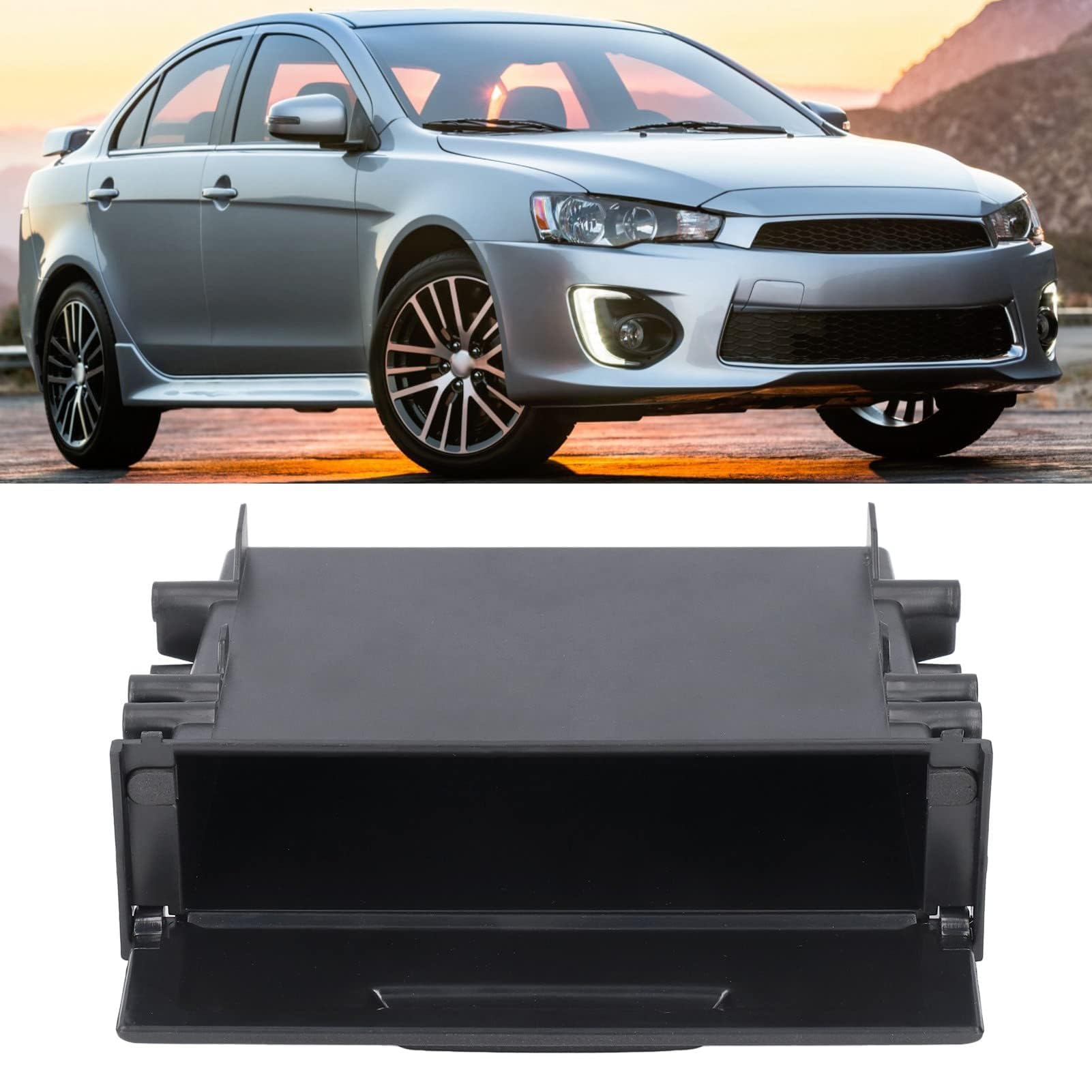 Boîte de Rangement pour Autoradio, 1DIN Premium ABS Multi-applications Noir Organiseur Intérieur Boîte de Rangement Stéréo pour Voiture Remplacement Universel pour Automobile