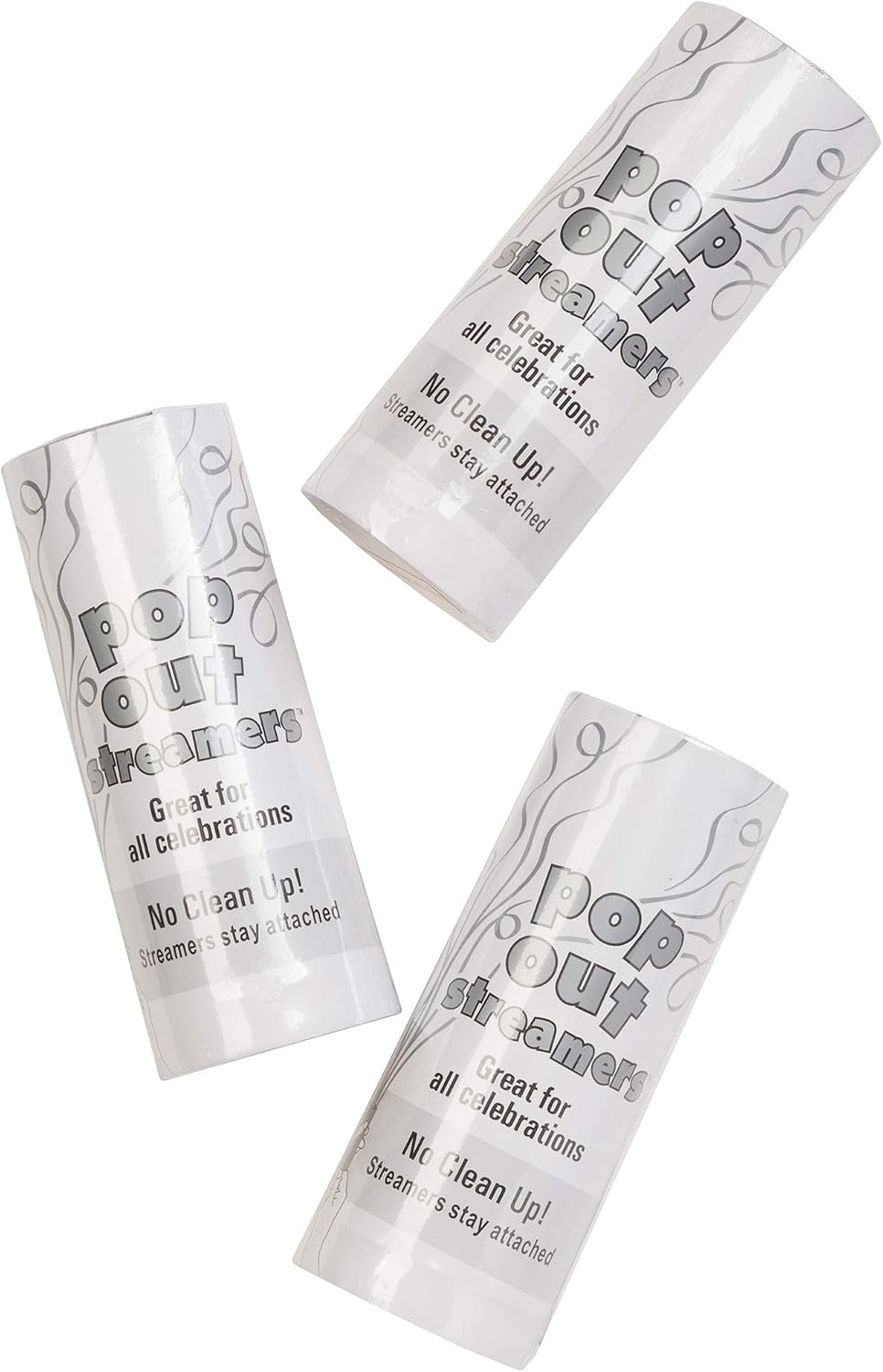 Simplicity 5073740001 No-Mess Pop Out Wedding Send Off Streamer Tubes, Silver, 4.2"H, 14pcs