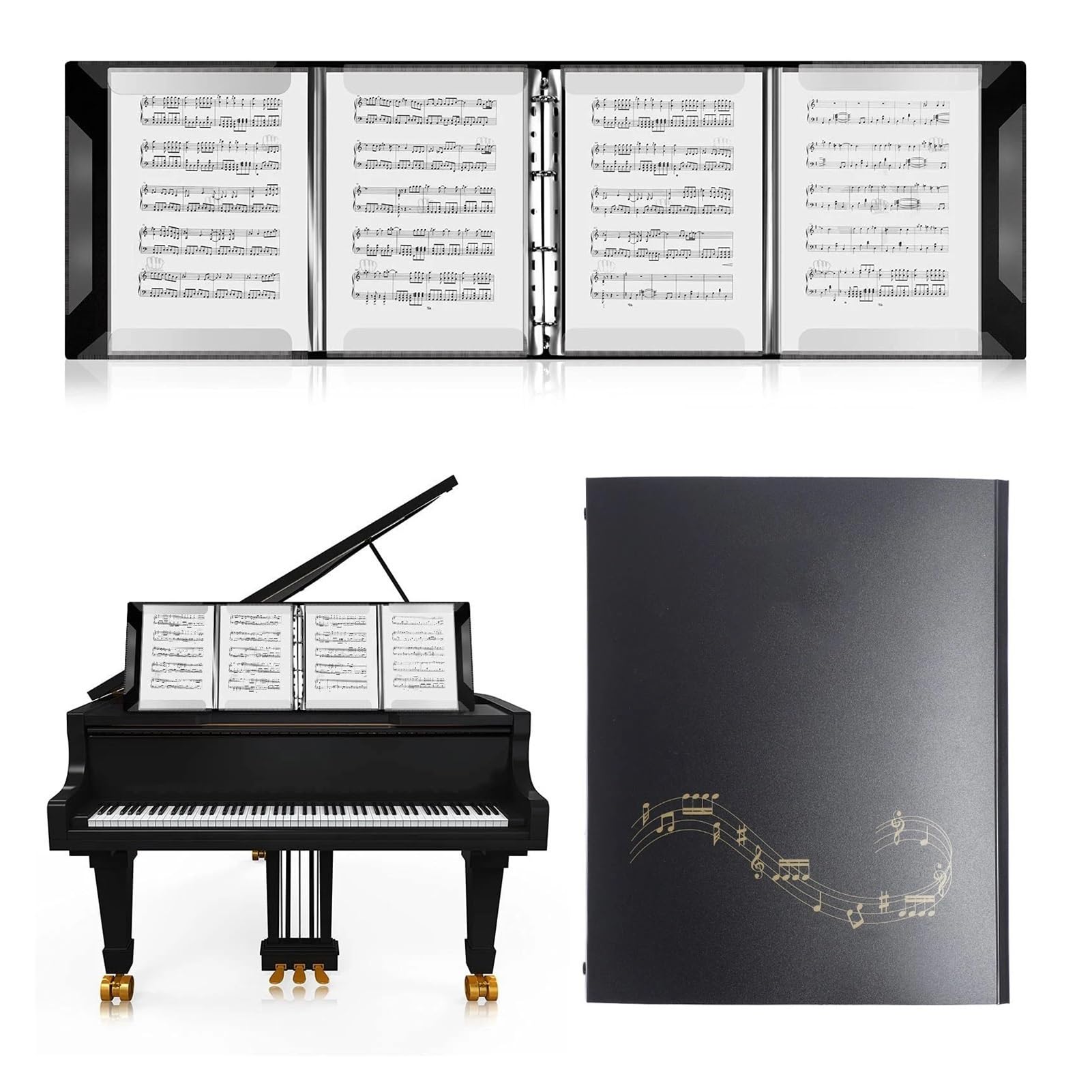 Music Sheet Chormappe Notenordner | Erweiterbarer A4-Ordner mit 52 Seiten Kapazität for Klavier, Violine, Cello