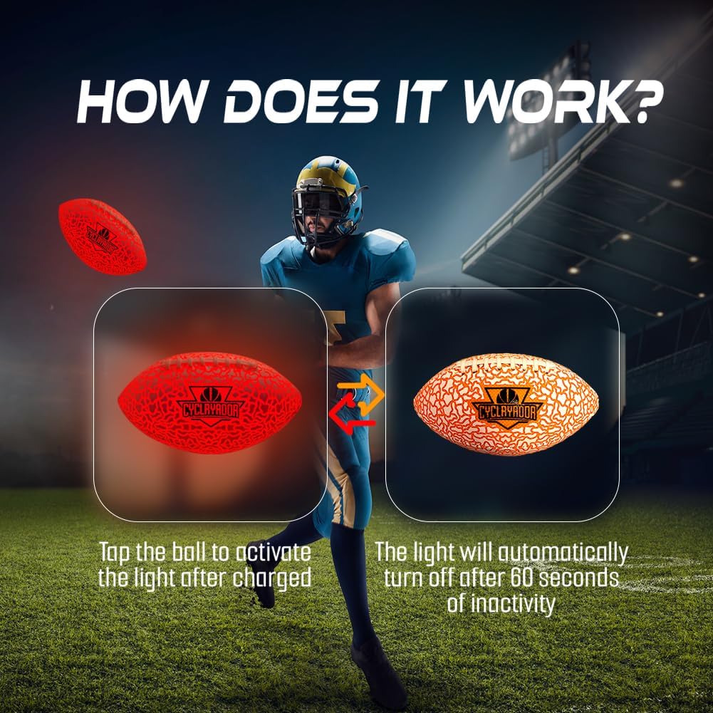 Glow in The Dark Kids Football #6 Rechargeable Light-Up Youth Pool Football,Ideal Gift for Ages 6-15