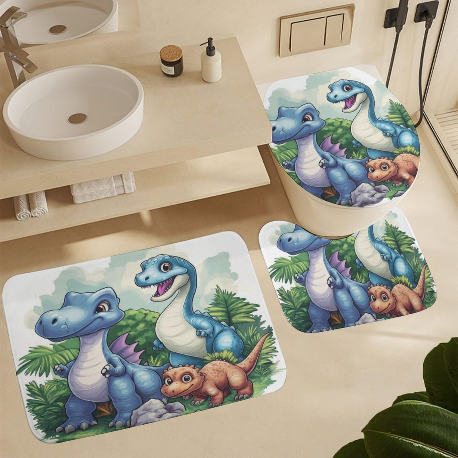 Tapis de bain dinosaure antidérapants pour sécuriser la douche des enfants