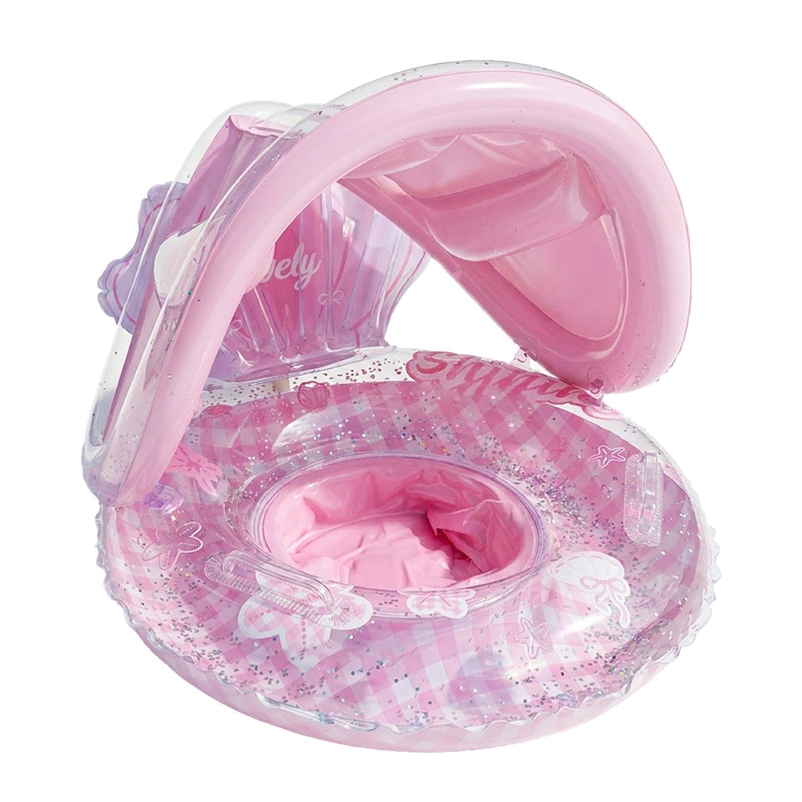 Salvagente Neonato Con Parasole, Cute Ciambella Neonato Mare, Seggiolino Gonfiabile Mare Per Bambina 6-12 Mese