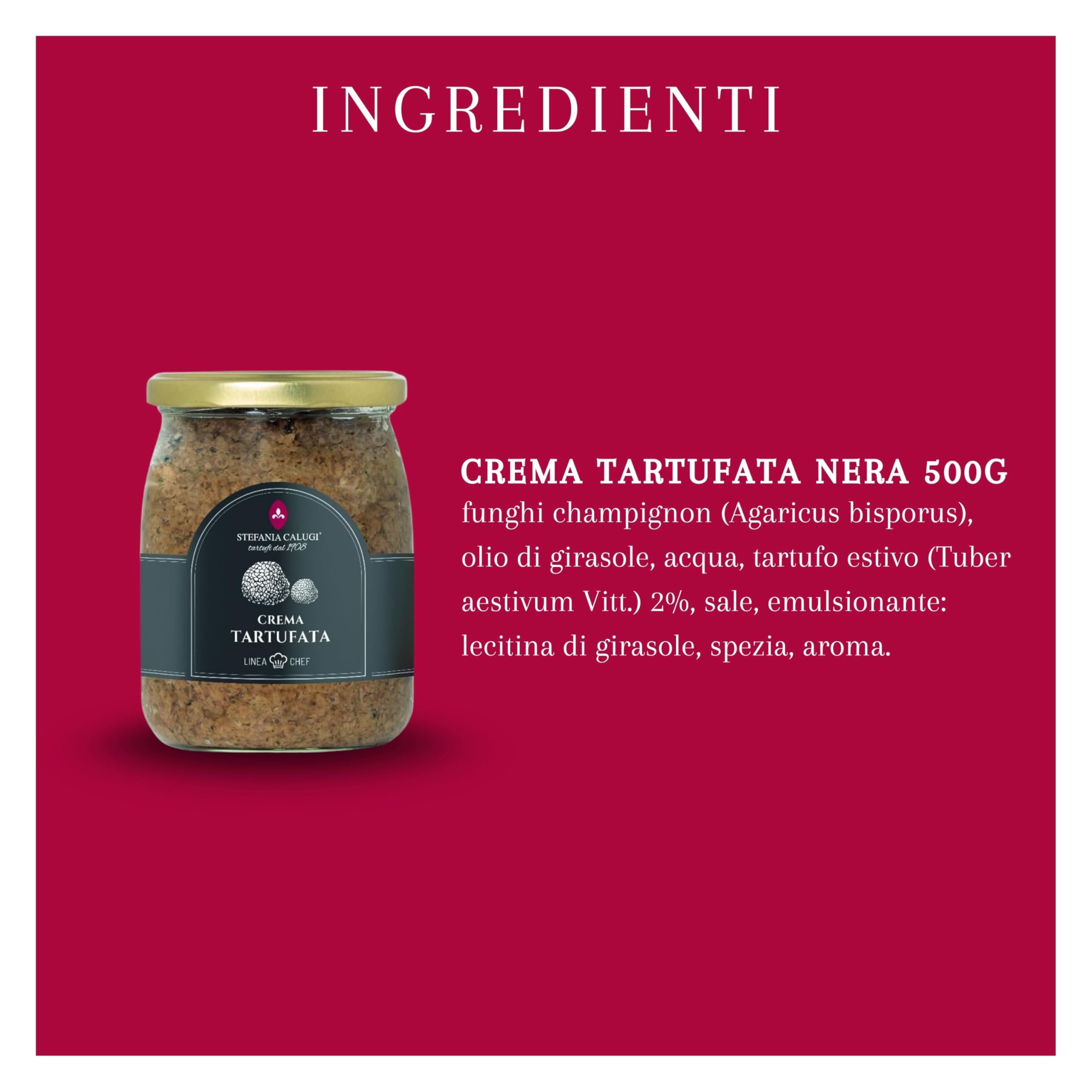 Stefania Calugi - Crema Tartufata Nera 500g – Salsa al Tartufo Pronta Gourmet | Condimento per Pasta – Made in Italy – Senza Glutine – Ricetta Pluripremiata (Box da 6pz, Crema Tartufata Nera)