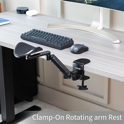 Miniatura 2 de VIVO Reposabrazos ajustable universal con abrazadera, cojín giratorio para codo de escritorio, soporte de brazo de plataforma de extensión sobre la