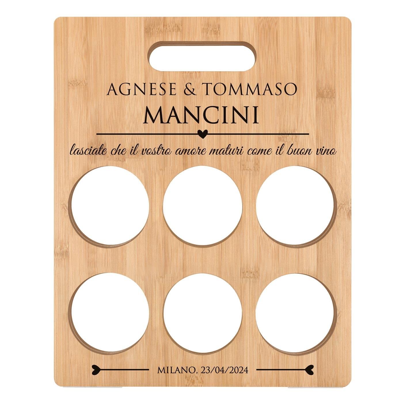 Maverton Mensola portabottiglie da vino - Spazio per 6 bottiglie - Stampa personalizzata - In legno - Cantinetta per vino - Per anniversario di matrimonio - Per coppia - insieme