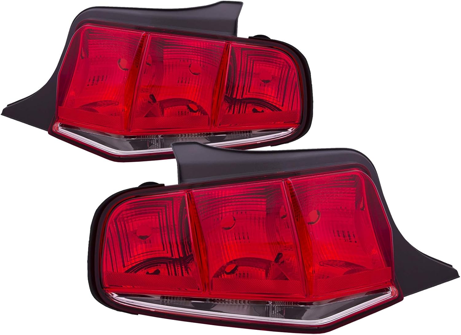 HEADLIGHTSDEPOT Tail Lights Set Simple Design w/Red Clear Lens Pair Compatible with 2010-2012 Mustang/Shelby GT500