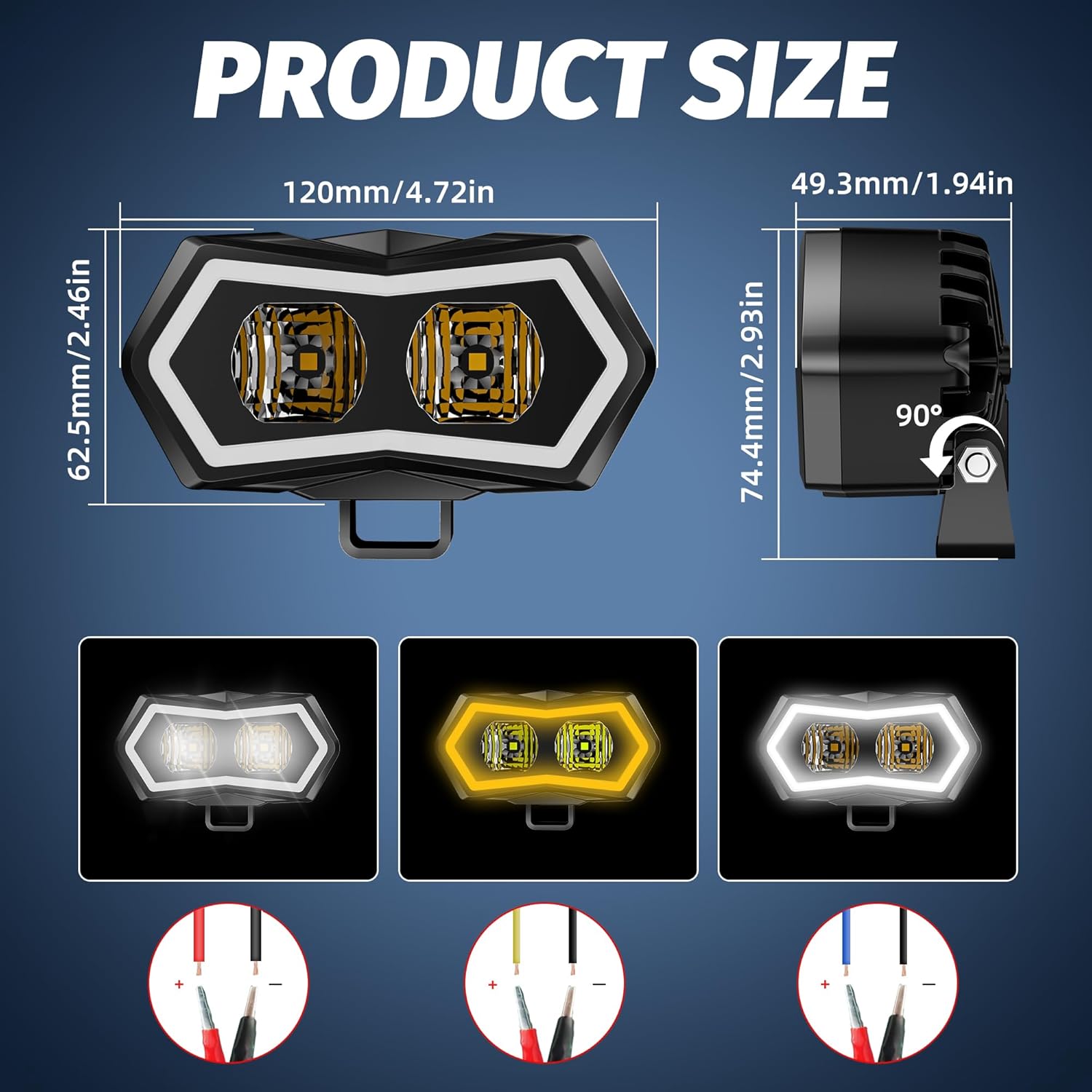 LED Pod Light 4 Inch 88W White Flood Beams Driving Fog Lamp with Amber White DRL Auxiliary Ditch Lights for Pickup Off Road Truck Motorcycle ATV UTV Boat Tractor Forklift IP68 Waterproof