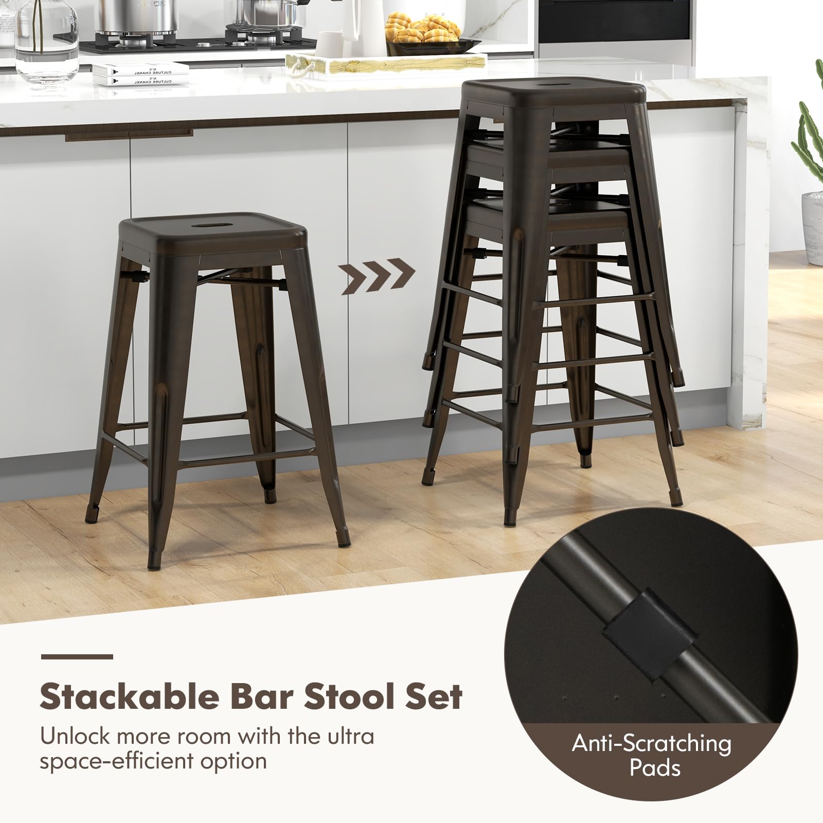 Warmiehomy Set Of 2 Bar Stools Tall Metal Breakfast Barstools | Desertcart - View #3