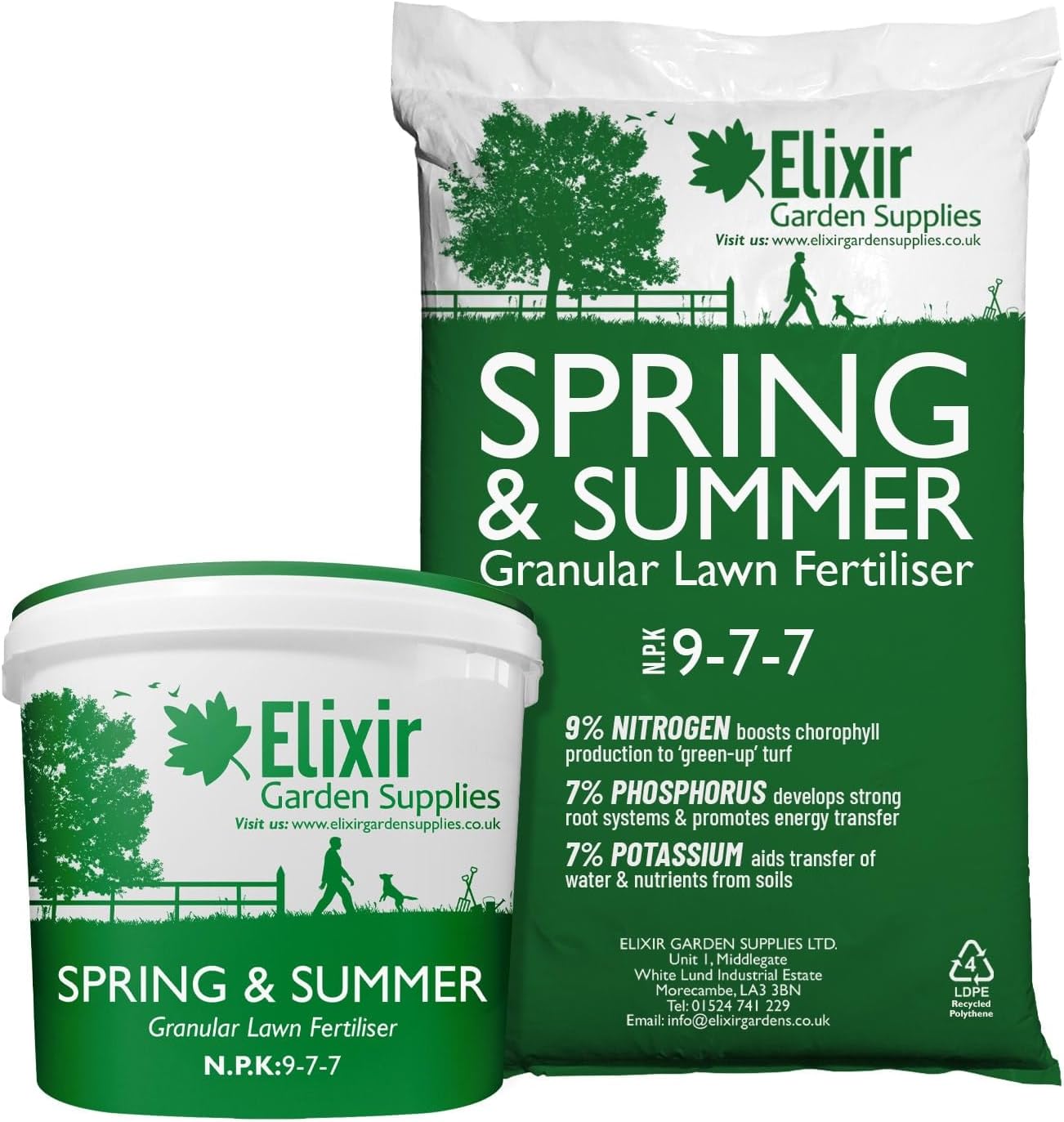 Spring & Summer 9-7-7 | Treats 285 sq.m | Granular Lawn Fertiliser/Turf & Grass Feed/Food | 10kg Bag