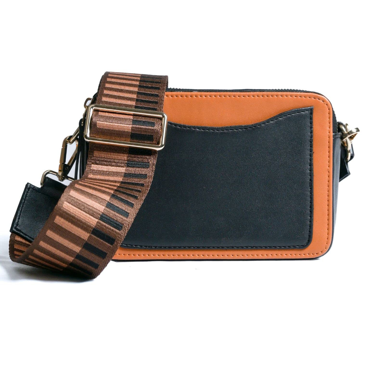 Fuzeon Women's PU Leather Solid Adjustable Strap Cross-body Shoulder Sling Bag Mobile Card Holder Purse (AO-1005)