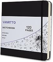 VANRTTO Hardcover Square Sketchbook 8x8 Inch, 120lb/200GSM Thick Acid-Free Paper for Markers, Pencils, Mixed Media - 60 Sheets/120 Pages Art Journal