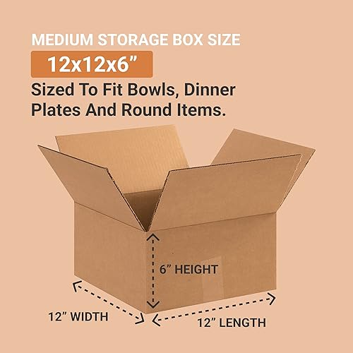 Miniatura 2 de AVIDITI Cajas de mudanza medianas de 12 pulgadas de largo x 12 pulgadas de ancho x 6 pulgadas de alto paquete de 25  Caja de cartón corrugado para