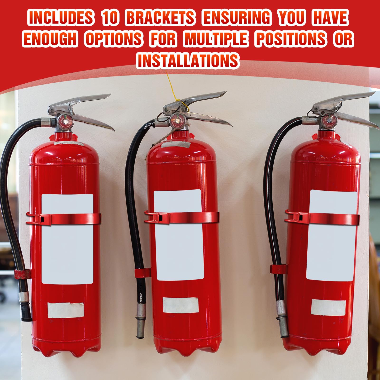 Therwen 10 soportes de montaje para extintor de incendios de 2.5 libras, 5 libras, soporte de pared para extintor de incendios pequeño, soporte de pared de acero inoxidable, rojo (20 piezas)
