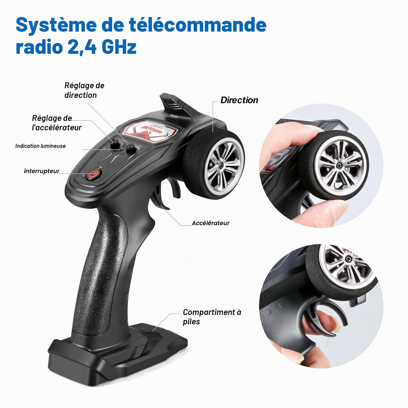 YONCHER YC100 Voiture Télécommandée Tout Terrain, 1:20 4WD 36km/h RC Voiture, Camion Telecommande à Grande Vitesse, 2.4GHz Crawlers RC avec 2 Piles 50min+ Temps de Jeu pour Adultes Enfants