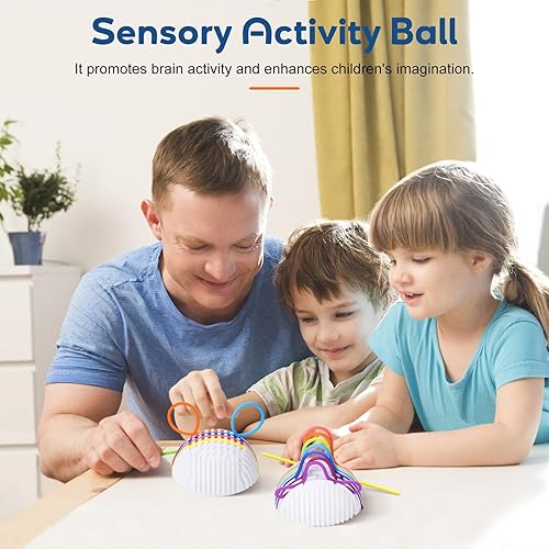 Miniatura 5 de Pelota de actividad sensorial con 16 tiras de silicona, juguete antiestrés para niños y adultos con autismo, TDAH, ansiedad, juguete calmante para